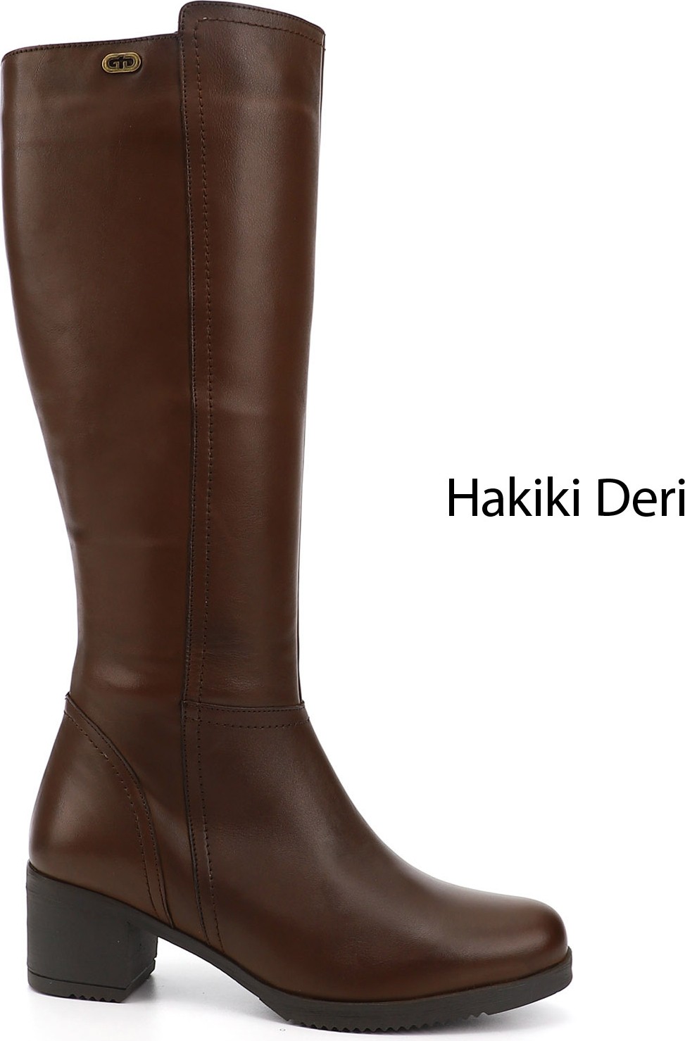 Gönderi(r) Kadın Taba Antik Fermuarlı Kalın Topuklu Hakiki Deri Çizme görsel 8