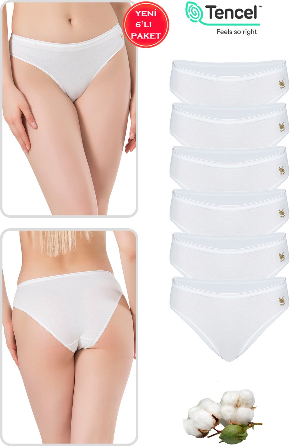 Özkan Underwear Özkan 23924 6'lı Paket Kadın Pamuklu Modal Esnek Yumuşak Slip Külot