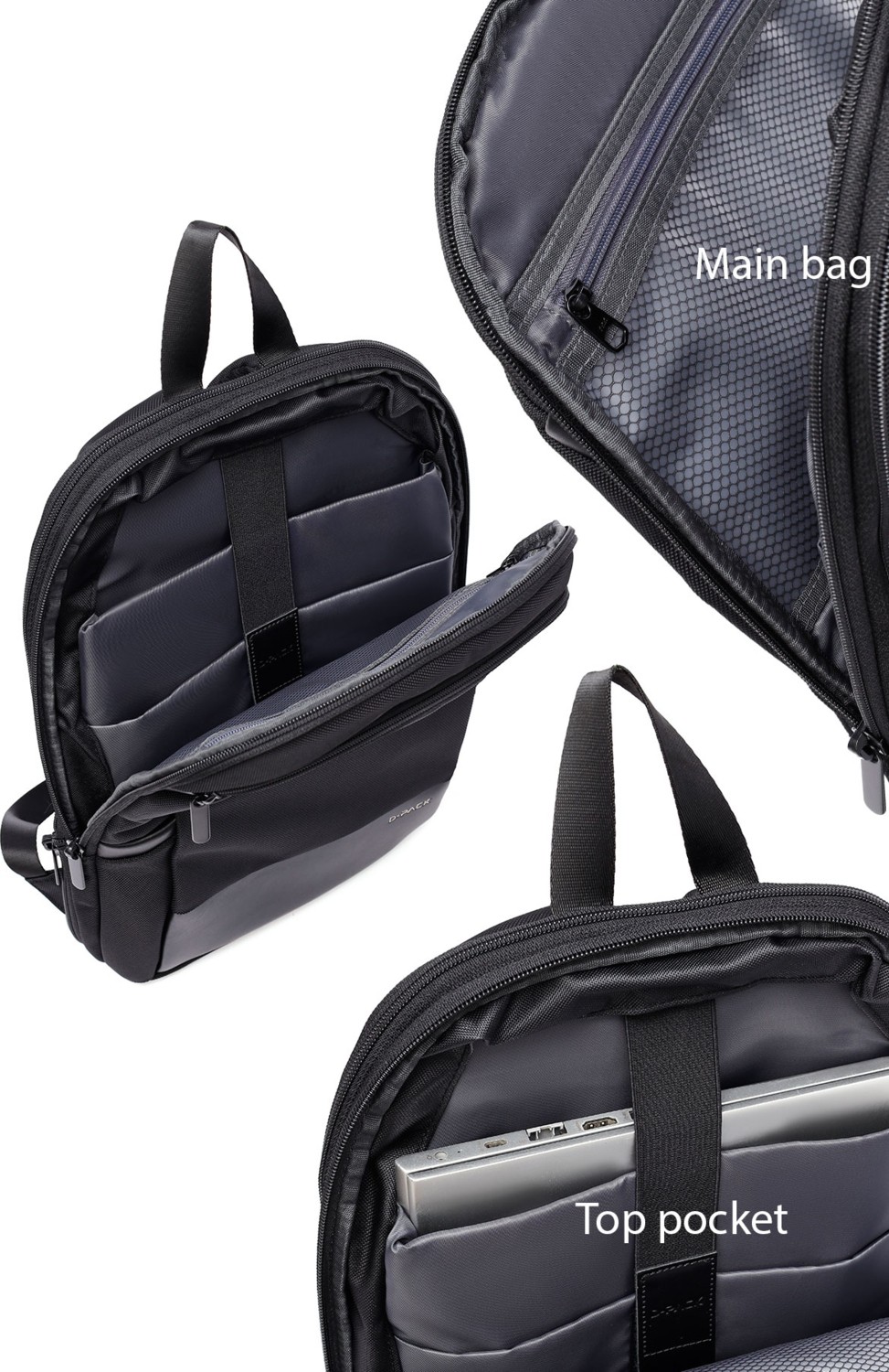 Derimod D-Pack Unisex Siyah Sırt Çantası 25SBD30196F görsel 7