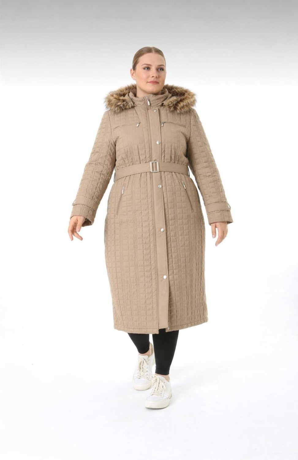 TUTveAL Collection Su Itici Mont, Büyük Beden Kaban,büyük Beden Kapitone, Içi Tüylü Mont, Araboy Mont,kışlık Mont görsel 3