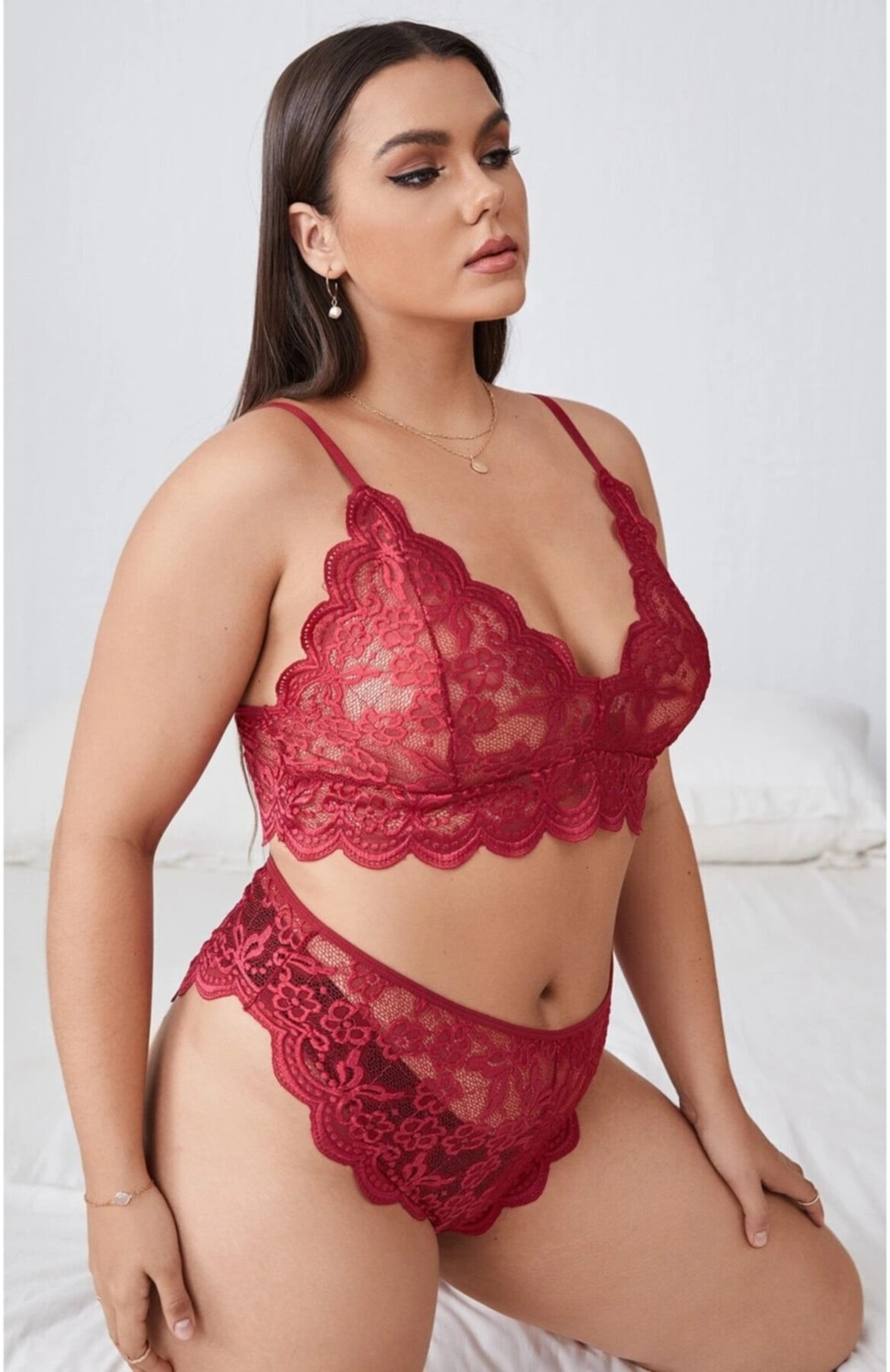 Fancy&Dancy Kadın Dantel Battal Boy Iç Çamaşır Takımı - Büyük Beden Sütyen ve Külot Takımı - 6100 görsel 3