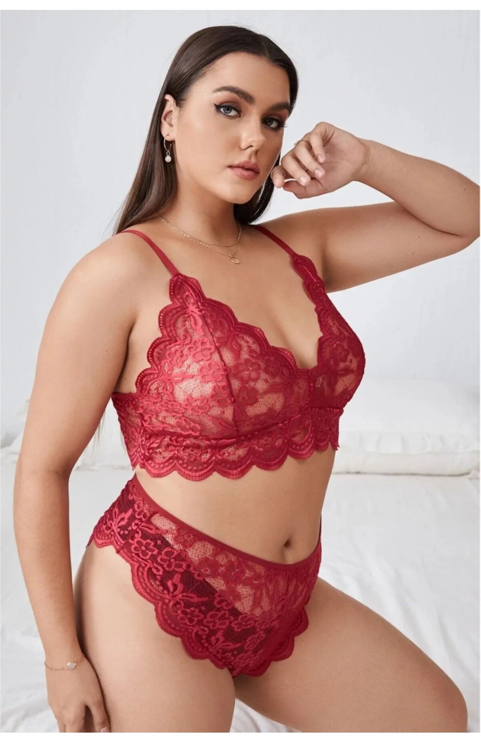 Fancy&Dancy Kadın Dantel Battal Boy Iç Çamaşır Takımı - Büyük Beden Sütyen ve Külot Takımı - 6100 görsel 4