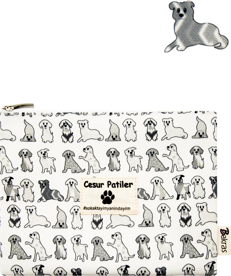 Bakras Cesur Patiler Köpek Desenli Makyaj Çantası Portföy & Clutch Çanta 24CMX19CM