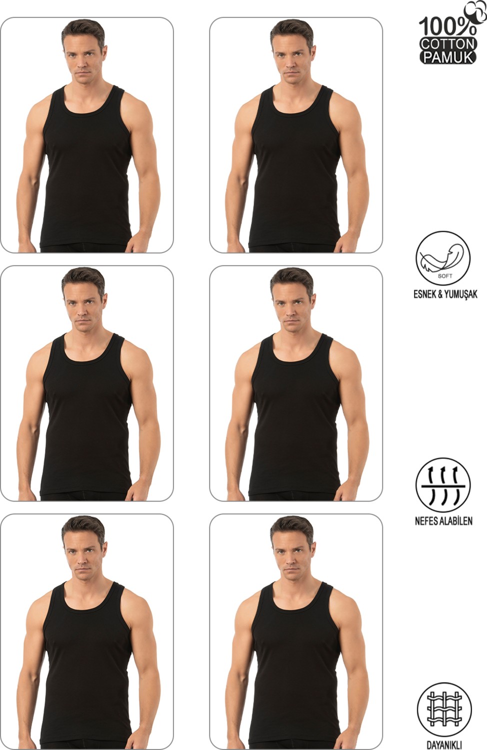 Özkan Underwear 0113 6'lı Paket Erkek Pamuklu Ribana Atlet görsel 8