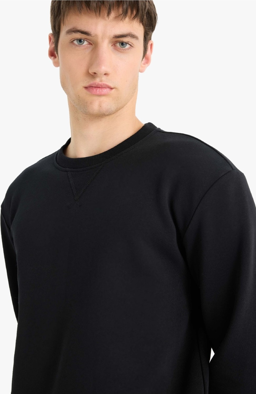 DeFacto Regular Fit Bisiklet Yaka Basic Düz Kalın Sweatshirt T3777AZ25AU