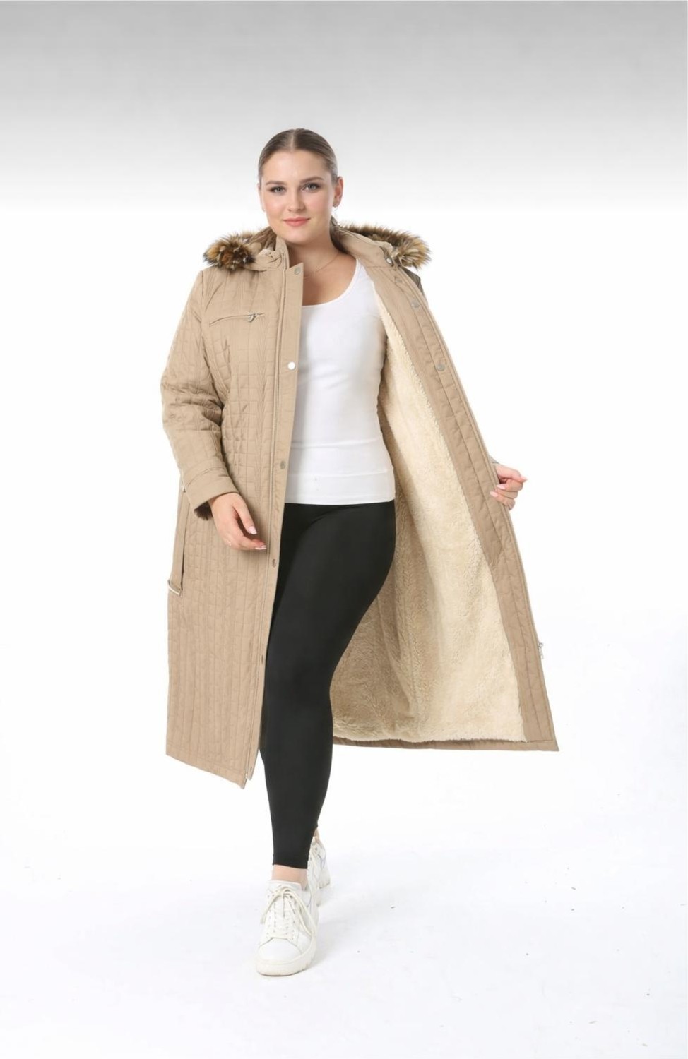 TUTveAL Collection Su Itici Mont, Büyük Beden Kaban,büyük Beden Kapitone, Içi Tüylü Mont, Araboy Mont,kışlık Mont görsel 4