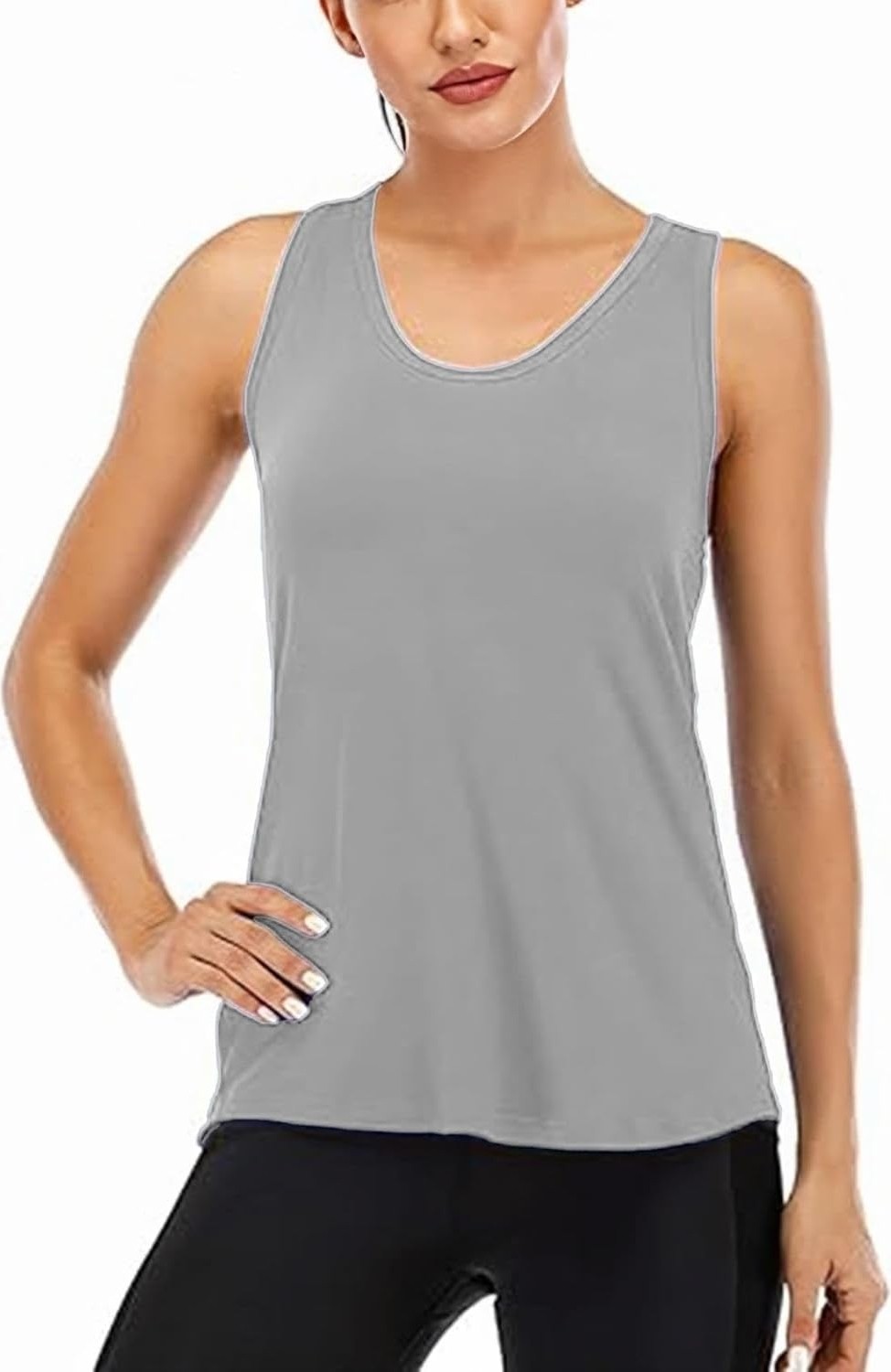 Kadın Racerback Sırt Açık Yarı Fileli Antrenman Yoga Koşu Spor Atlet Tank Tops 1780 görsel 2