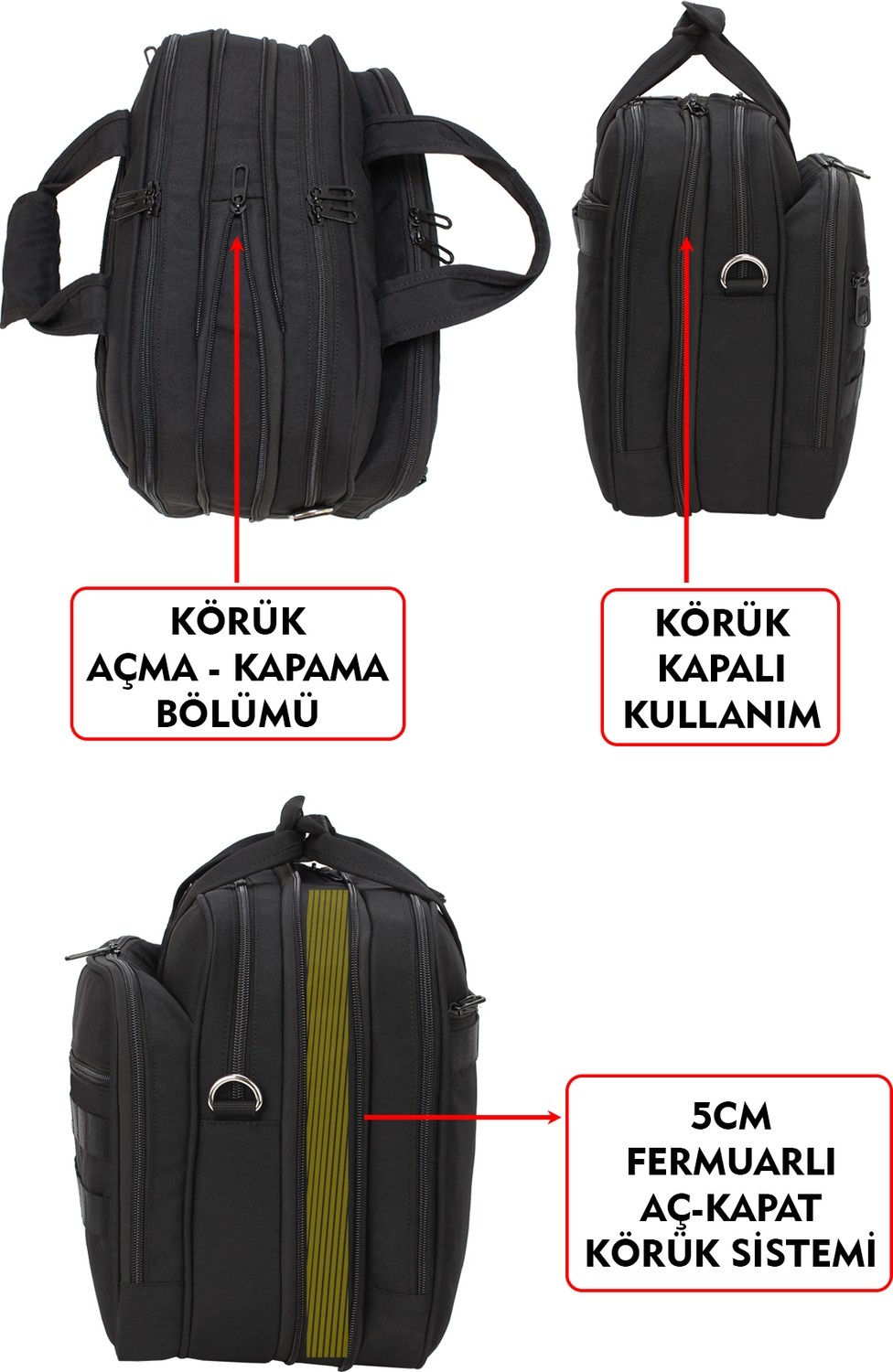Dada Tactical Körüklü Laptop Evrak Çantası 14"-15,6"-16" Inç A4 Kağıt ve Dosya Uyumlu görsel 3