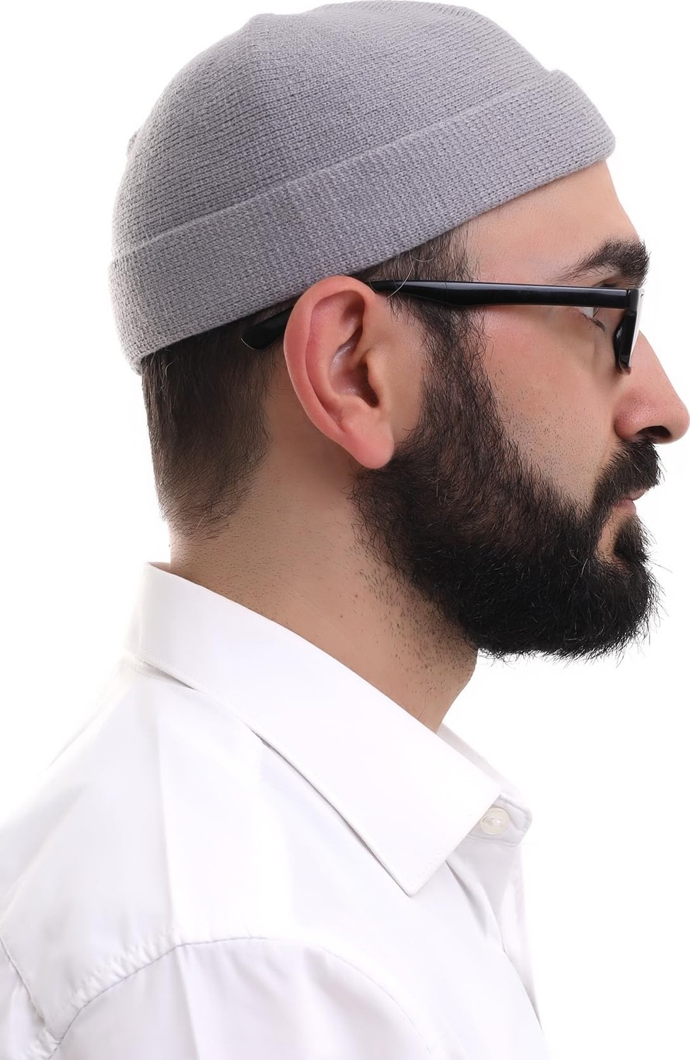 Die Grup Ihvan Online Açık Gri Katlamalı Sade Desen Kışlık Orlon Takke Şapka görsel 3