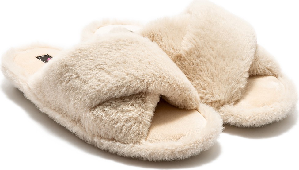 Twigy Çapraz Peluş Kadın Ev Terliği Bej 36/41 görsel 4