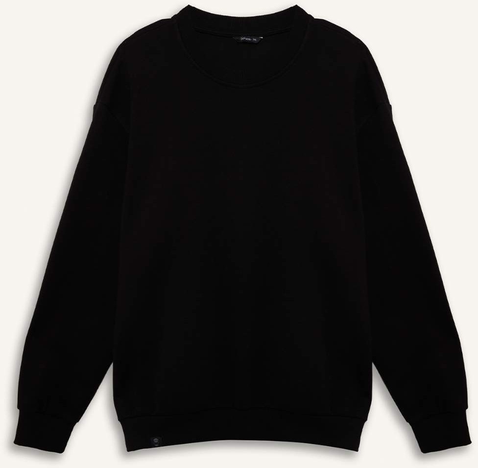 DeFacto Pamuklu Boxy Fit Büyük Beden Bisiklet Yaka Pike Sweatshirt H1001AX26SP görsel 4