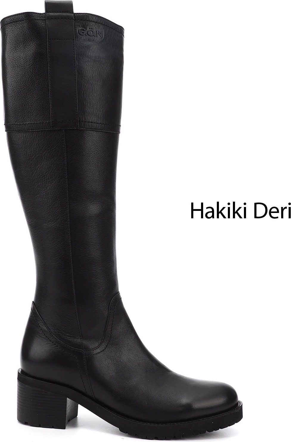 Gönderi(r) Kadın Siyah Fermuarlı Kalın Topuklu Hakiki Deri Çizme