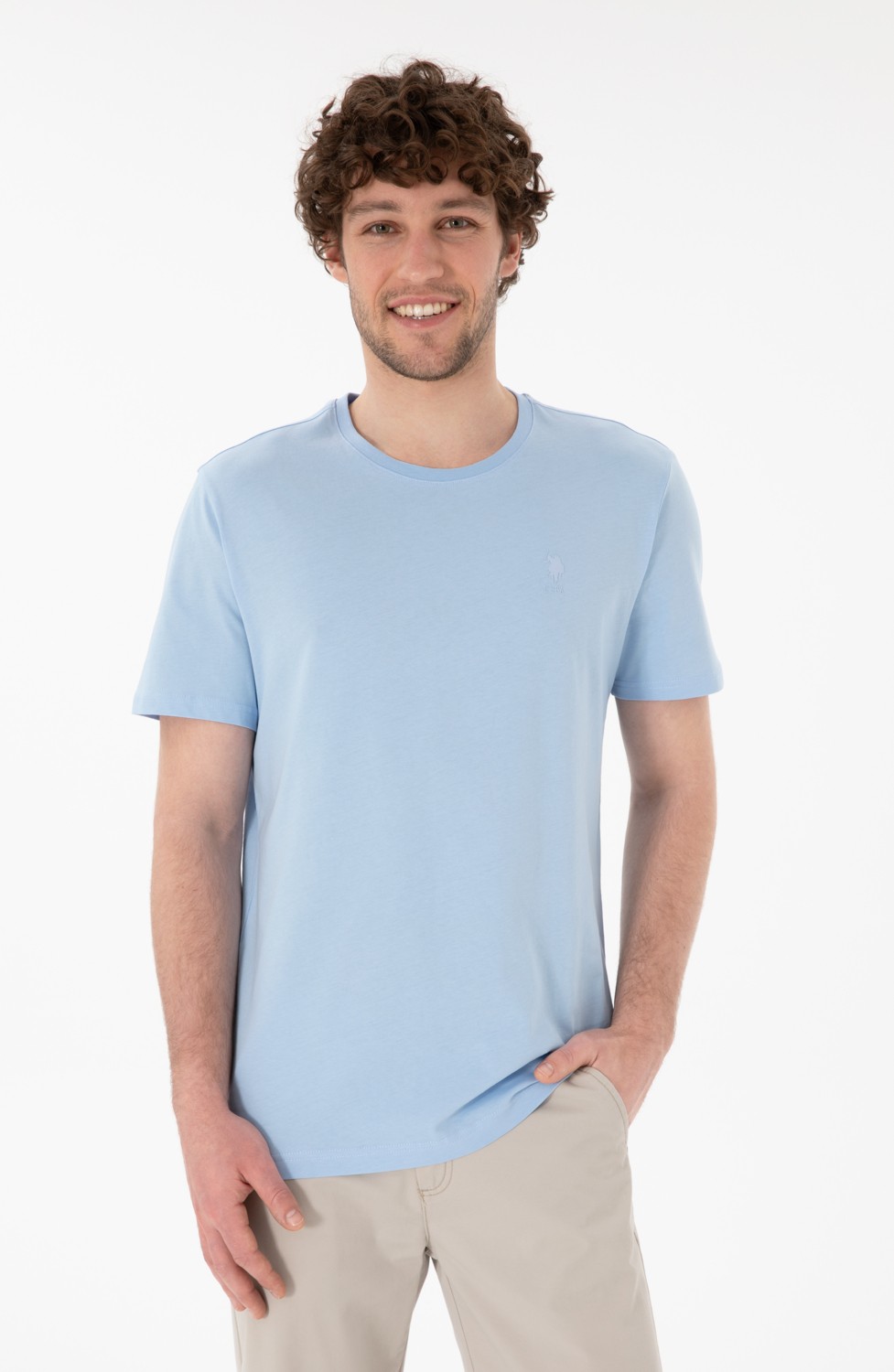 U.S. Polo Assn. Erkek Regular Fit Bisiklet Yaka Taş Basic Tişört 50305924-VR049