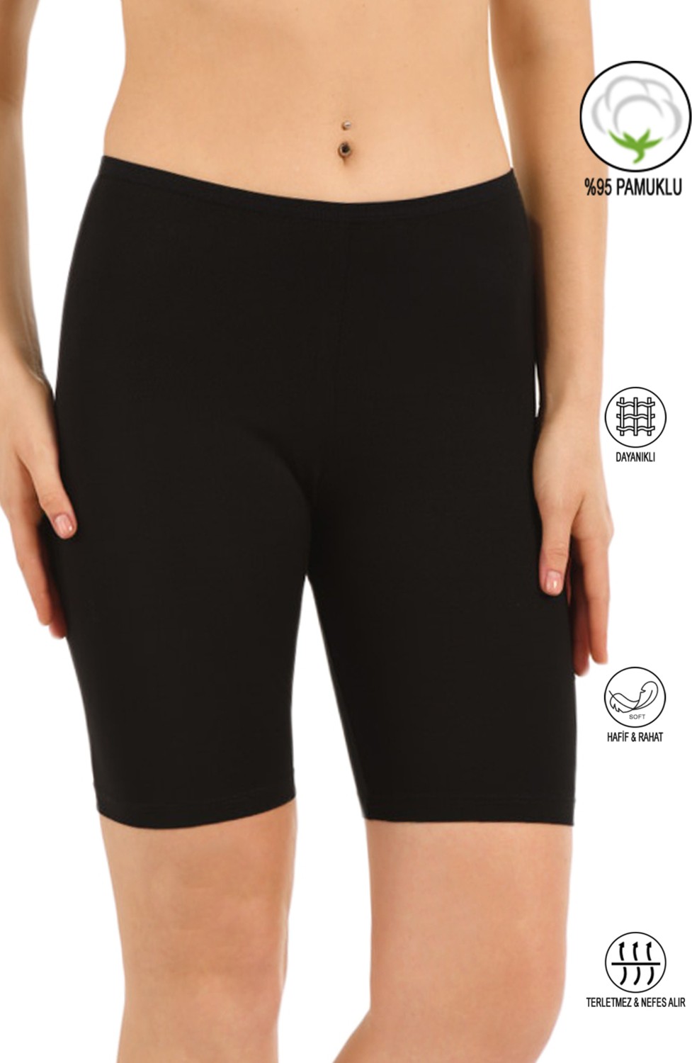 Özkan Underwear Özkan 0413 Kadın %95 Pamuklu Likralı Süprem Kumaş Esnek Rahat Yumuşak Diz Üstü Toparlayıcı Yüksek Bel Kısa Tayt