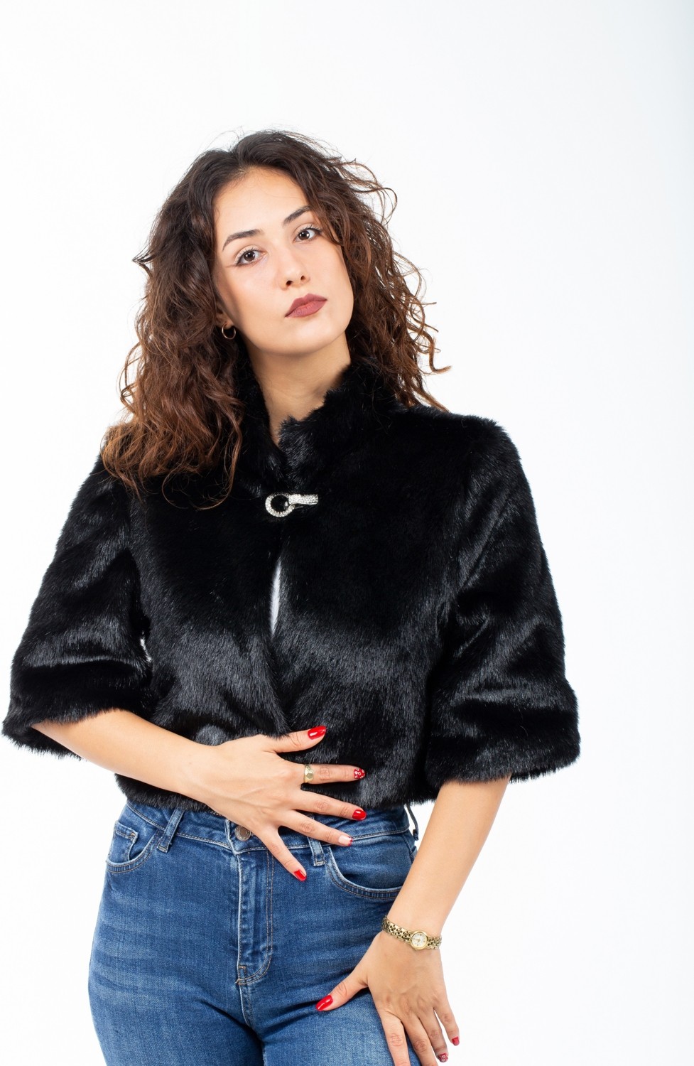 KürkZone Broşlu Kürk Abiye ve Gelinlik Kürk Etol Bolero