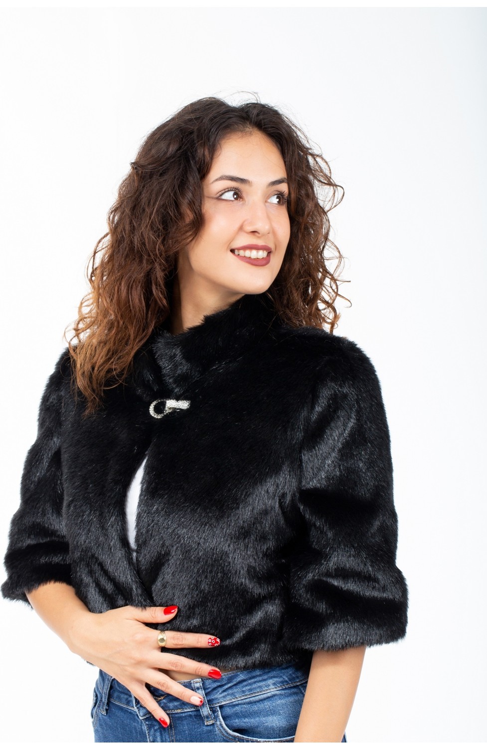 KürkZone Broşlu Kürk Abiye ve Gelinlik Kürk Etol Bolero görsel 3