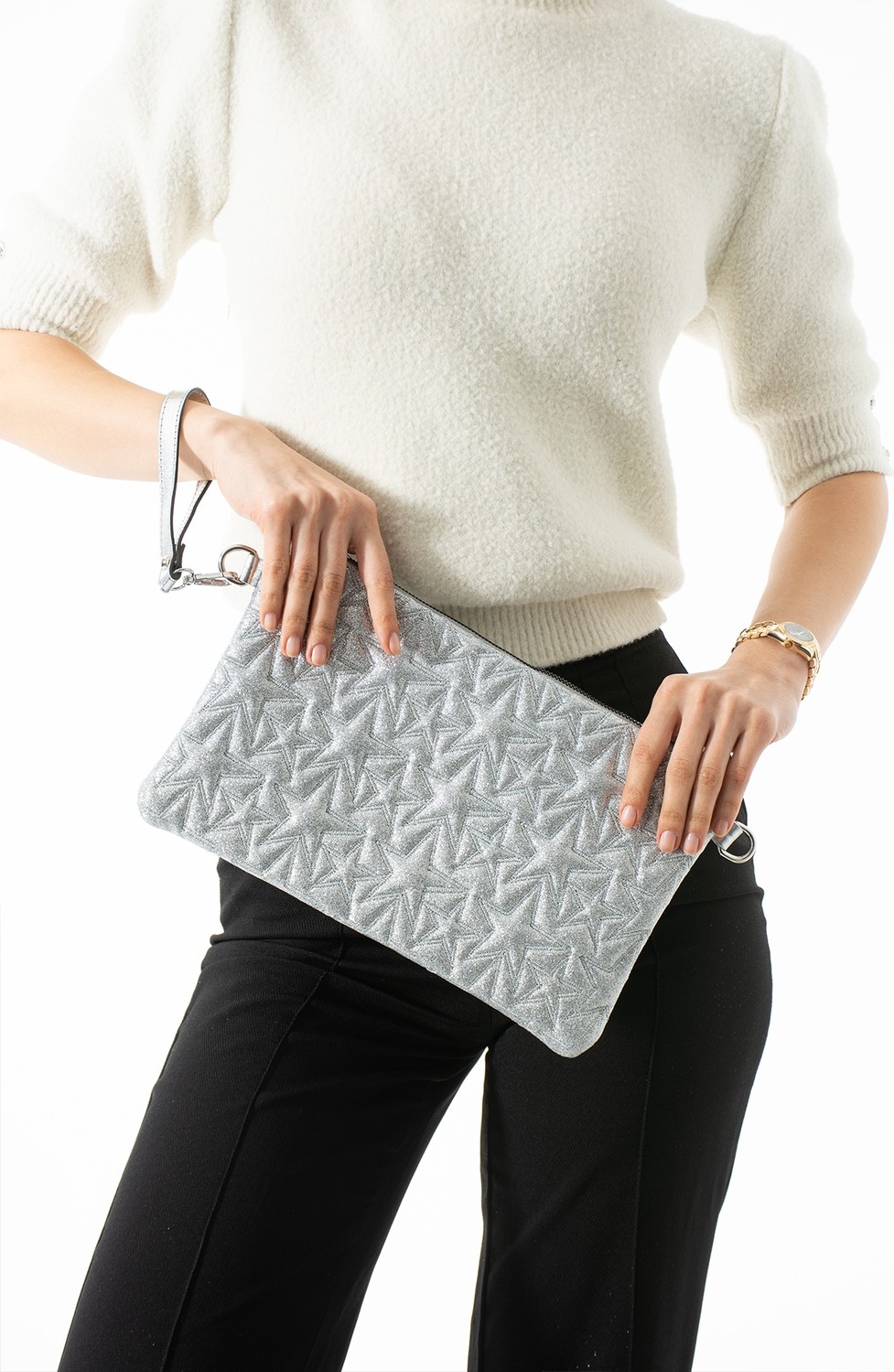 Byhakan Liva-01 Yıldız Dikişli Kadın El Çantası Clutch Çanta Omuz Çantası Çapraz Çanta Pörtföy Çanta
