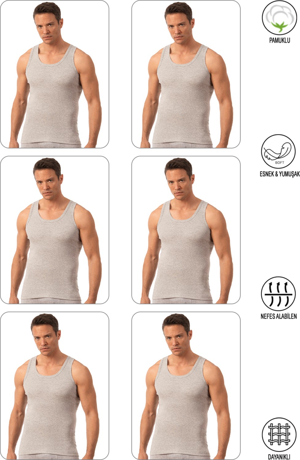 Özkan Underwear 0113 6'lı Paket Erkek Pamuklu Ribana Atlet