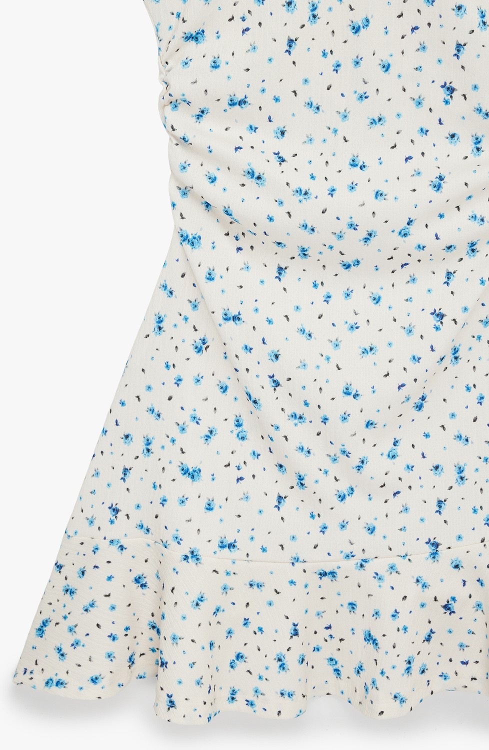 Koton Kolsuz Drapeli Bisiklet Yaka Slim Fit Çiçekli Kloş Mini Elbise görsel 5