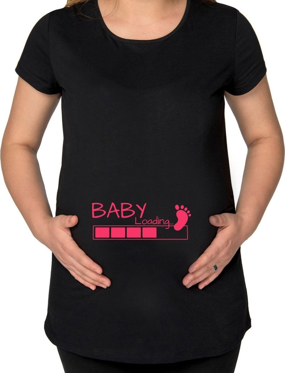 BK Gift Baby Loading Tasarımlı Siyah Hamile Tişört-2