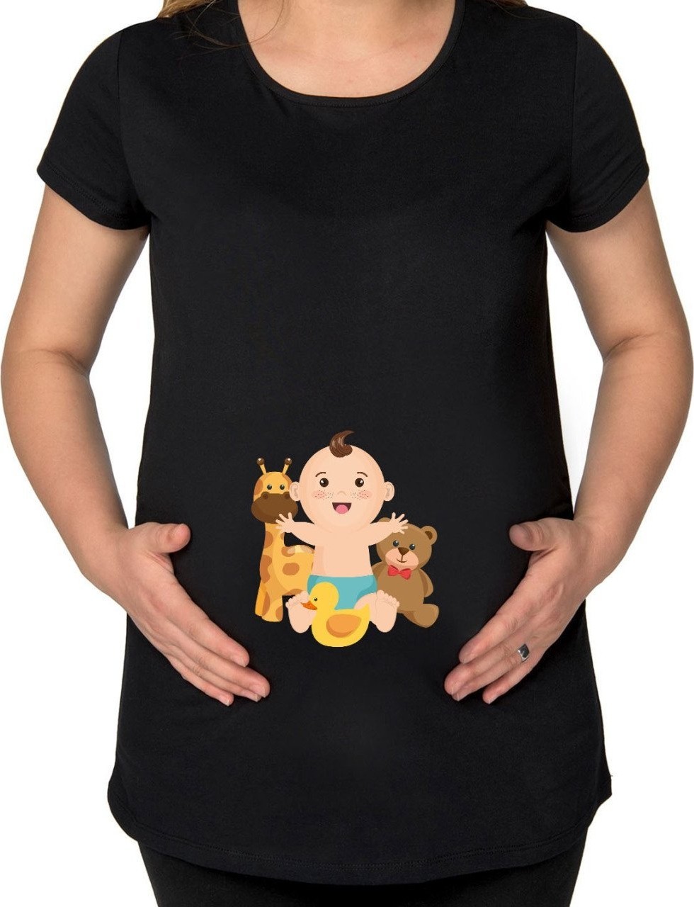 BK Gift Erkek Bebek Tasarımlı Siyah Hamile Tişört-3