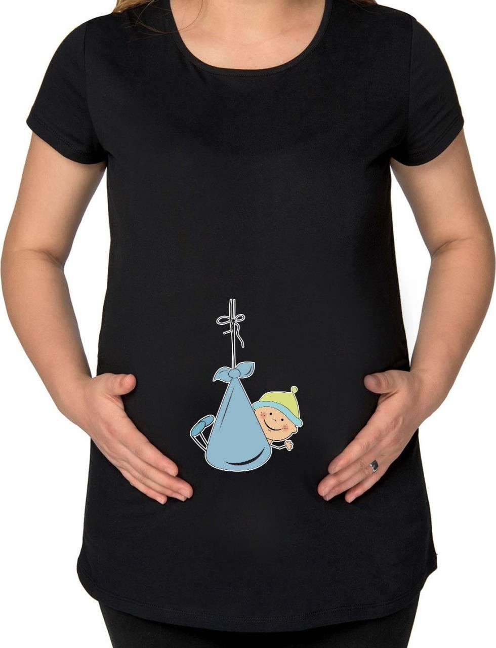 BK Gift Erkek Bebek Tasarımlı Siyah Hamile Tişört-2