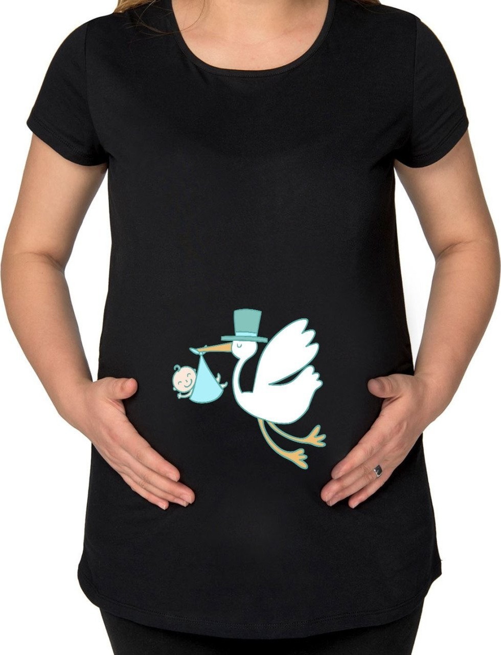 BK Gift Bebek Tasarımlı Siyah Hamile Tişört-4