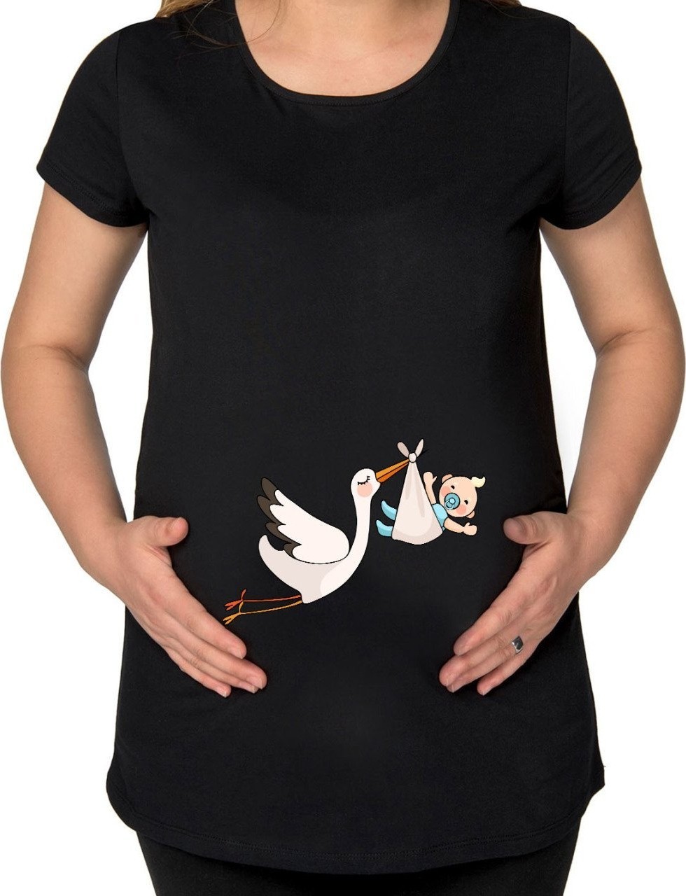 BK Gift Bebek Tasarımlı Siyah Hamile Tişört-3