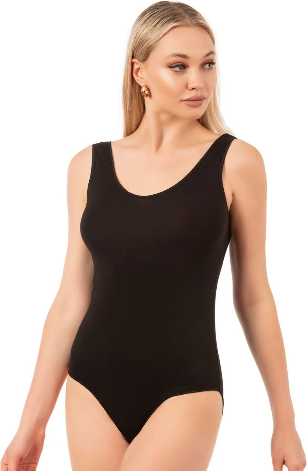 Lirona Modal Kumaş Fitted/vücuda Oturan Terletmez Ön Arka Havuz Yaka Çıtçıtlı Premium Örme Body