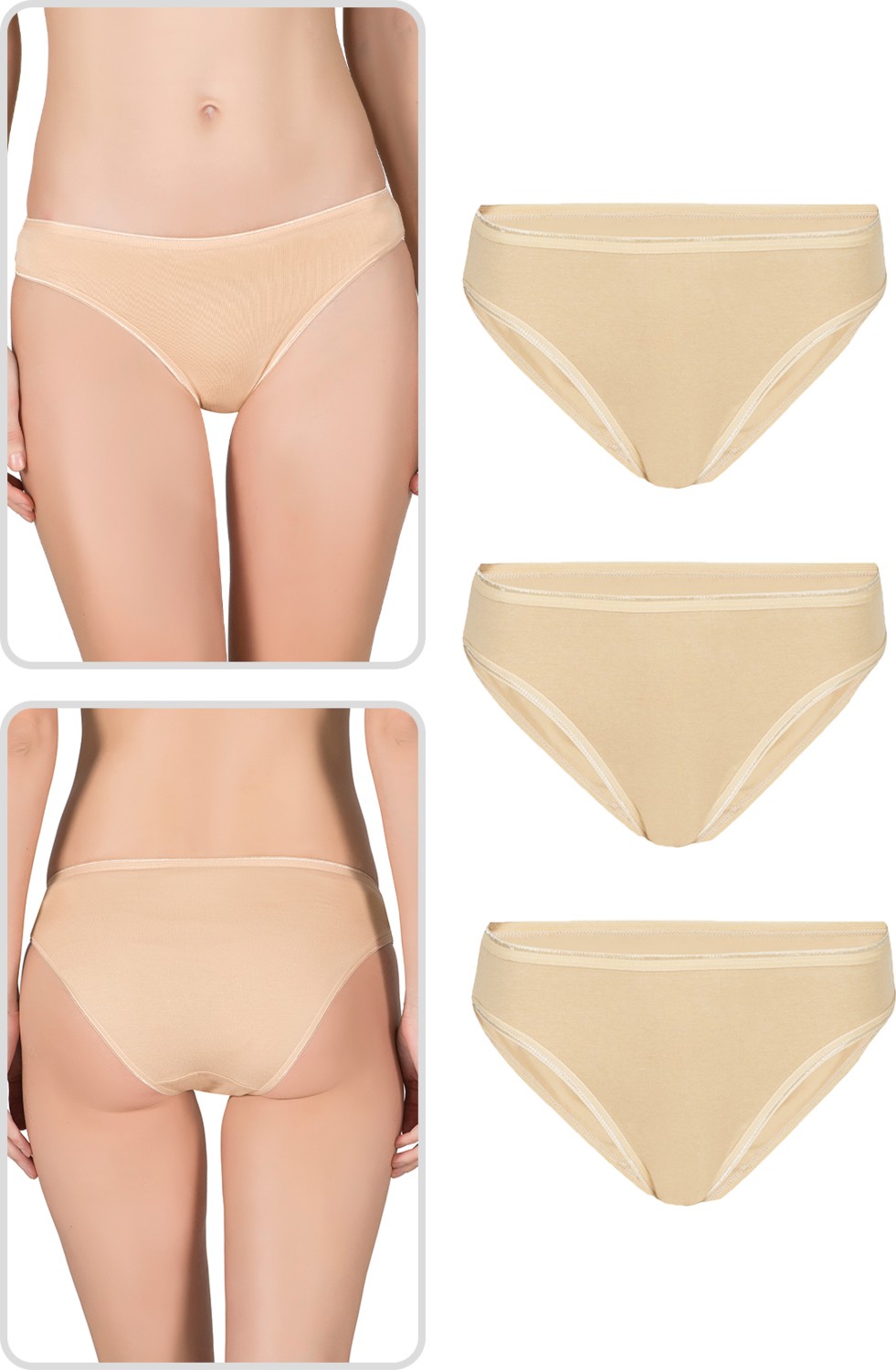 Özkan Underwear Özkan 23926 3'lü Paket Kadın Viskon Esnek Rahat Slip Külot