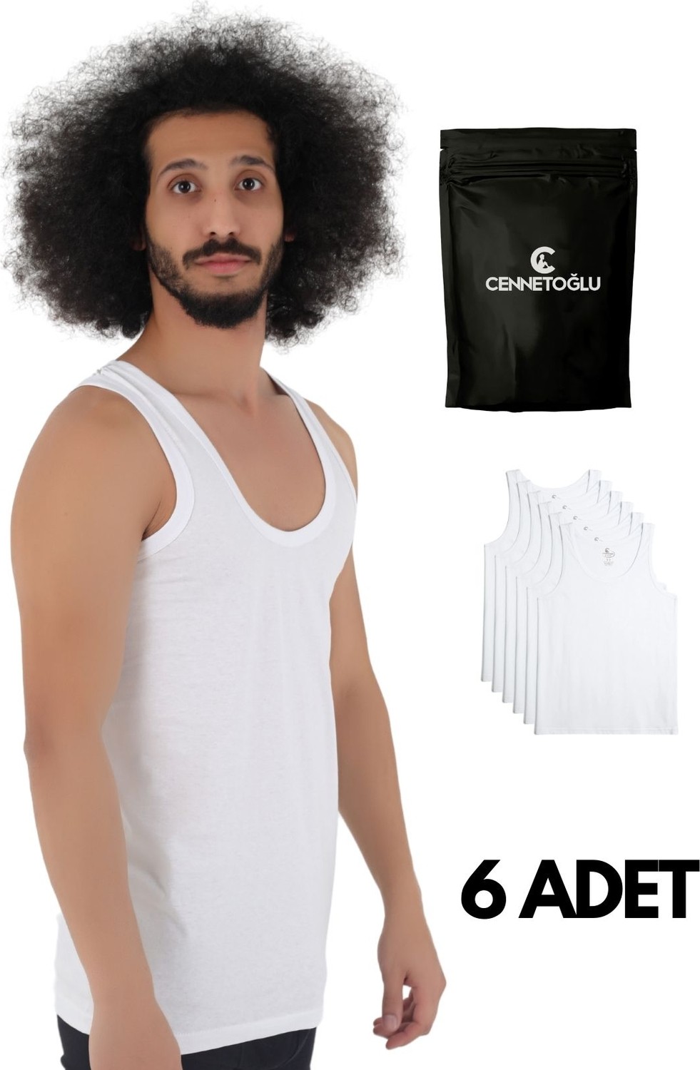 Cnt Cennetoğlu 6 Adet %100 Pamuk Hijyenik Paketinde Beyaz Erkek Penye Atlet Ekonomik Paket görsel 5