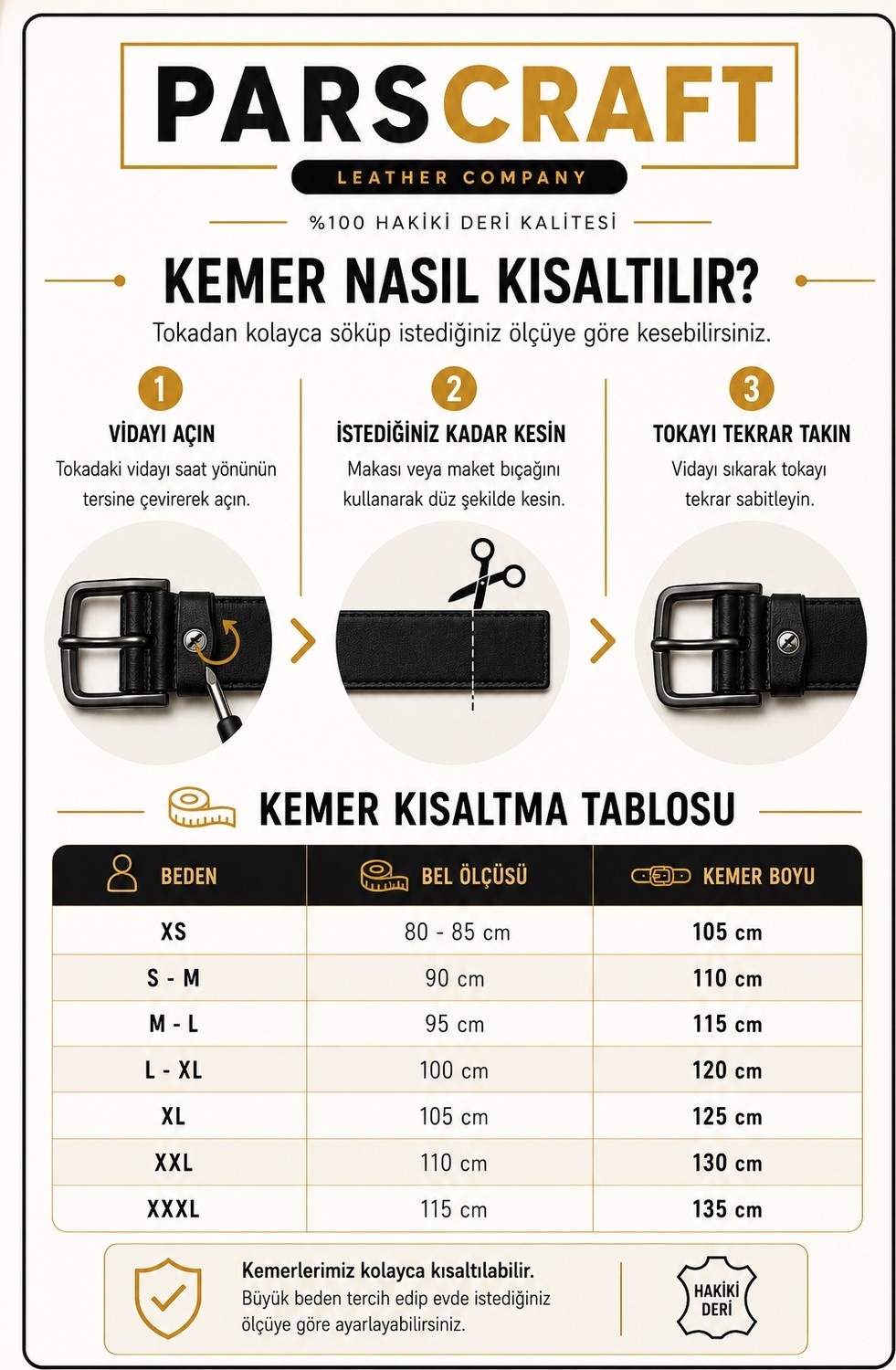 Parscraft Dayanıklı %100 Hakiki Deri Kemer 4,5 cm Geniş Siyah Erkek Kot Pantolon Kemeri görsel 7