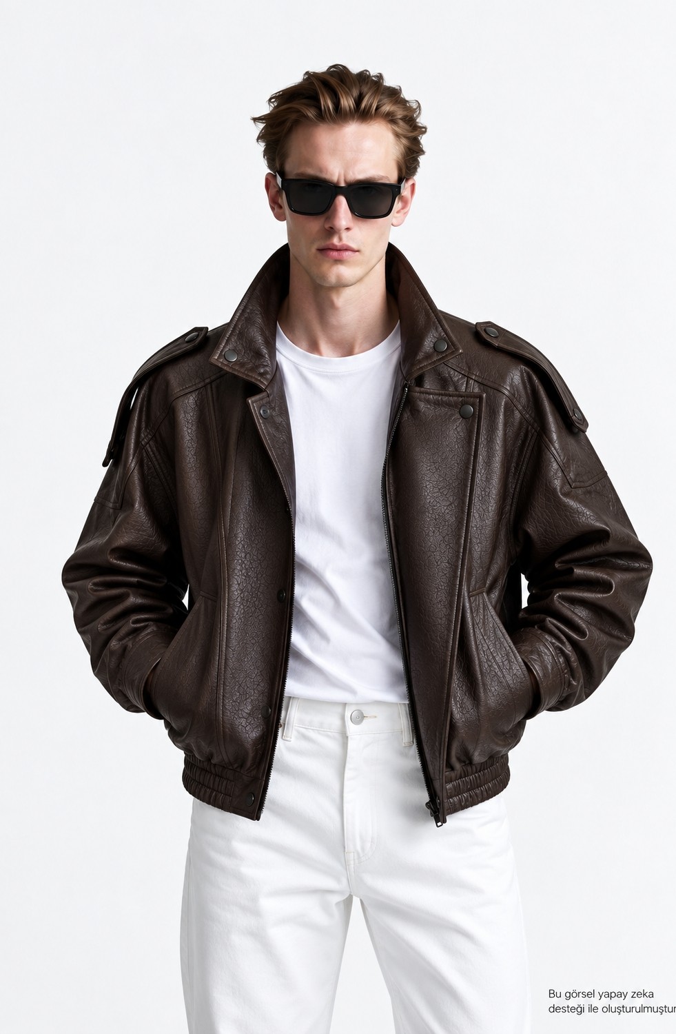 Layk Mayk Erkek Oversize Rahat Kalıp Siyah Suni Deri CEKET-002419