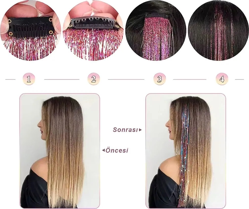 Renas Store Klipsli Hair Tinsel Simi / HTK08 görsel 2