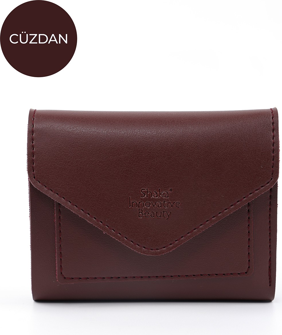 SHAKA Vizon SHK67 Suni Deri Günlük Kullanım Çıtçıtlı Kartlıklı Zarf Model Bozuk ve Kağıt Para Bölmeli Cüzdan