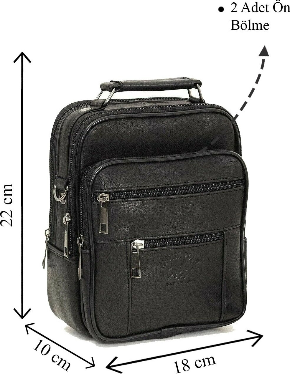 Sannora Bags Erkek Siyah Çelik Kasalı Hakiki Deri El ve Omuz Çantası Ayarlanabilir Askılı (Orta Boy ve Küçük Boy) görsel 6