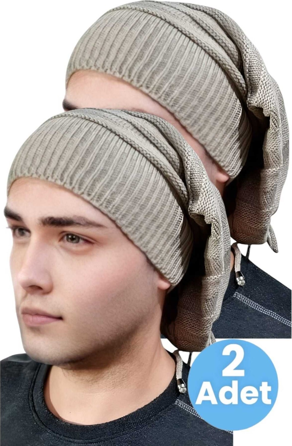 Uniquetrenders 2'li Erkek Kışlık Triko Örgü Bere ve Boyunluk görsel 6