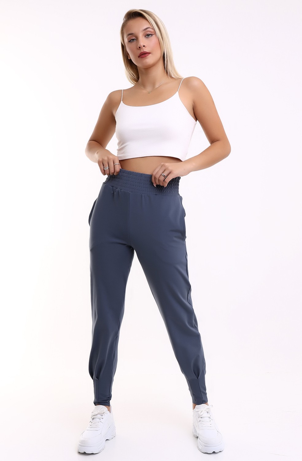 Win Moda Yüksek Bel Scuba Dalgıç Eşofman Altı Geniş Kemer görsel 8
