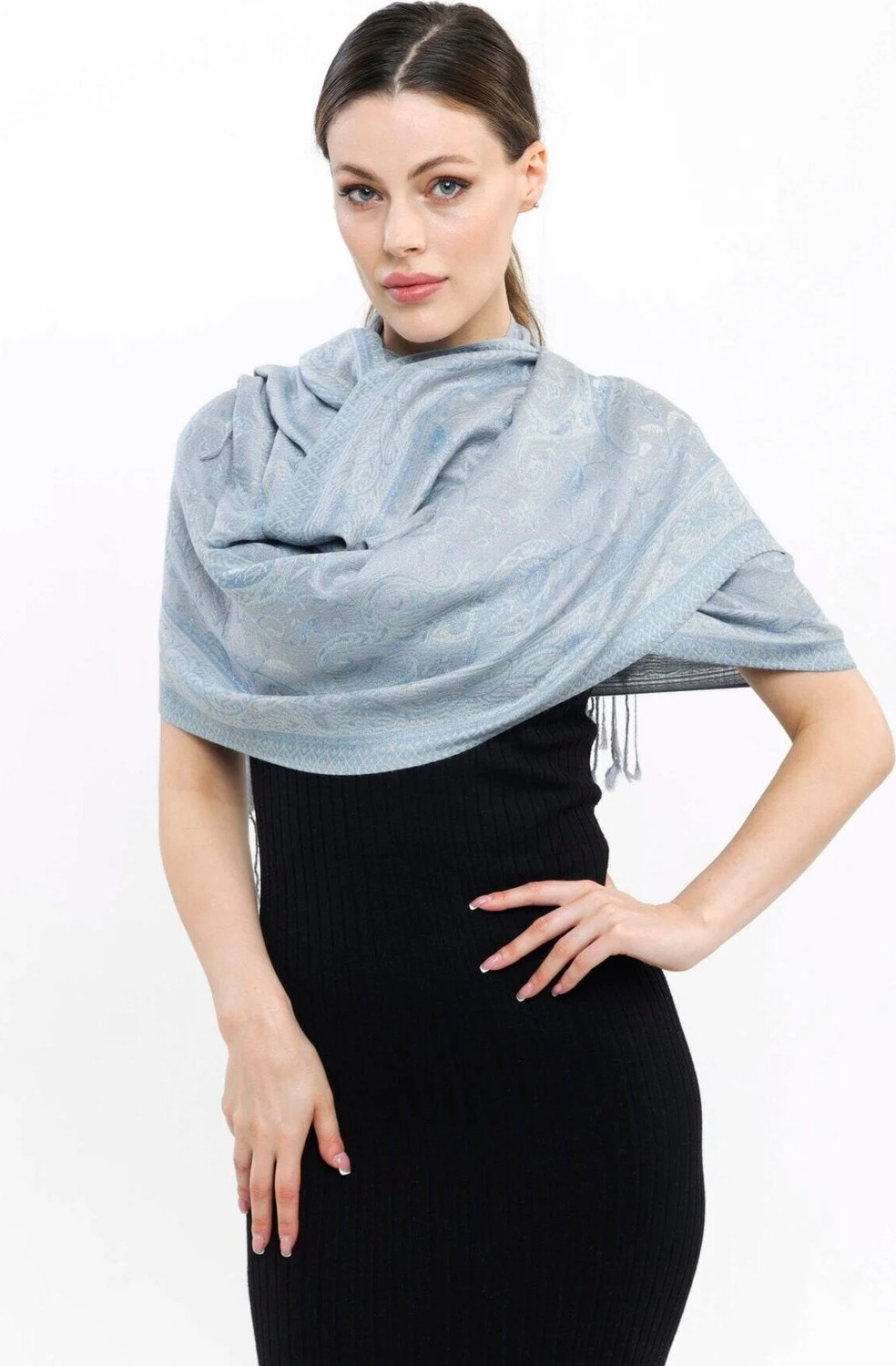 Pashmina Kaşmir Şal | Duman | %100 Kaşmir Yünü | 70X180 cm | 4 Mevsim görsel 5
