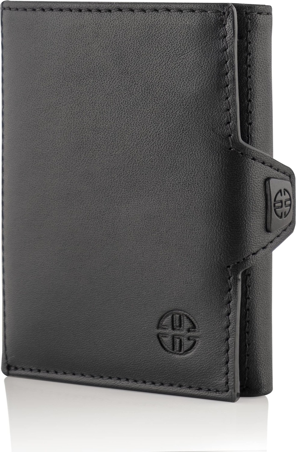 1001 Verona Unisex Rfıd Trifold Deri Cüzdan Ön Cep, Siyah, Küçük, Kartlıklı