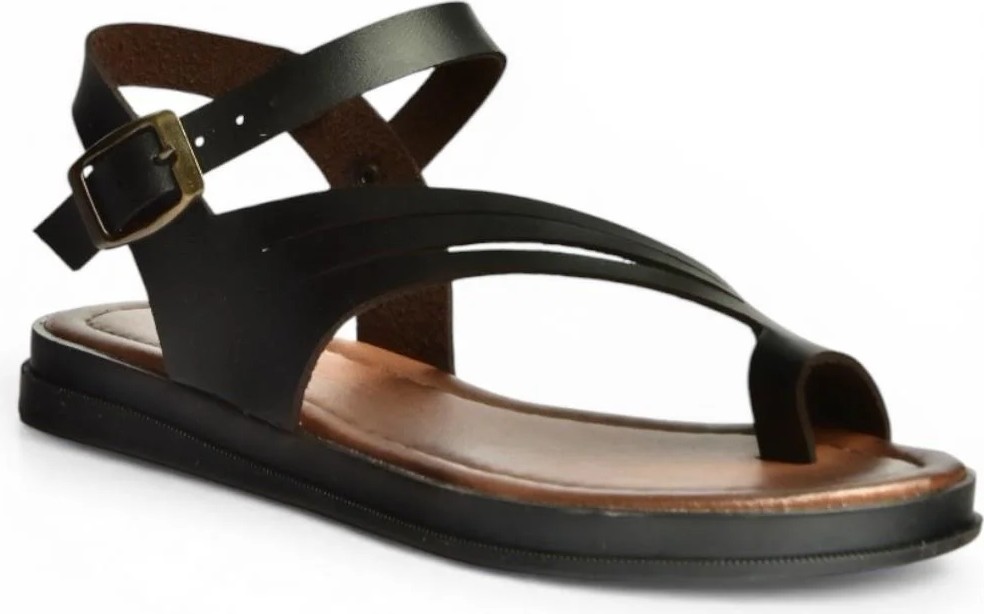 Fox Shoes U390903603 Siyah Hakiki Deri Kadın Sandalet görsel 6