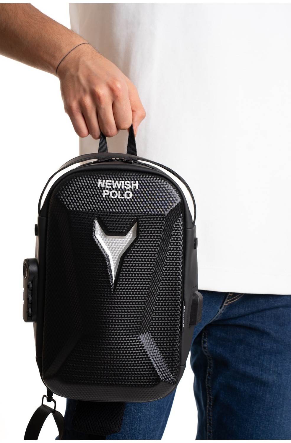 Newish Polo Erkek Şifreli Kilitli Su Geçirmez Sling Bag Çapraz Omuz ve Sırt Çantası - NEWPOLO404 görsel 3