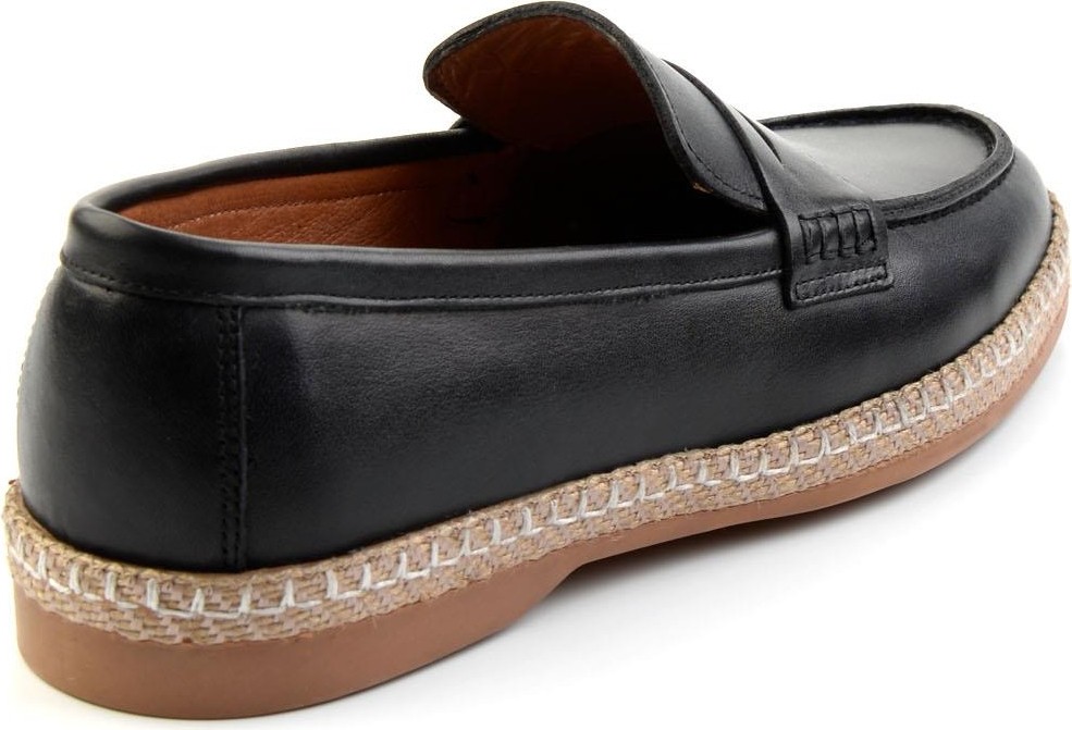 Bambi Siyah Leather Erkek Espadril E01079709003 görsel 3