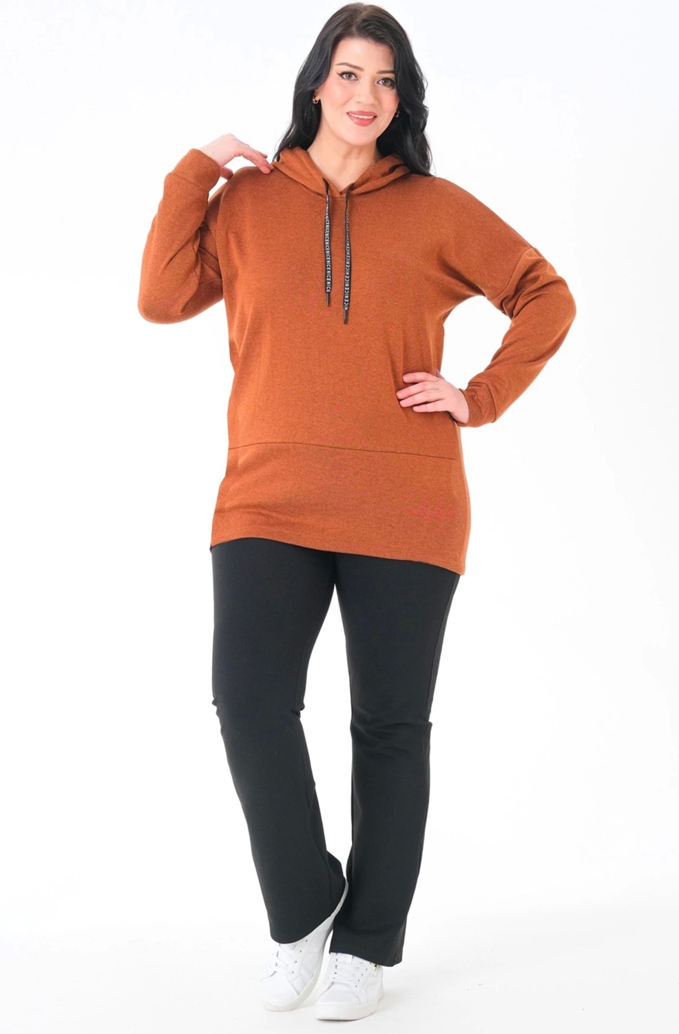 Lady Majestic Büyük Beden Kapüşonlu Sweatshirt