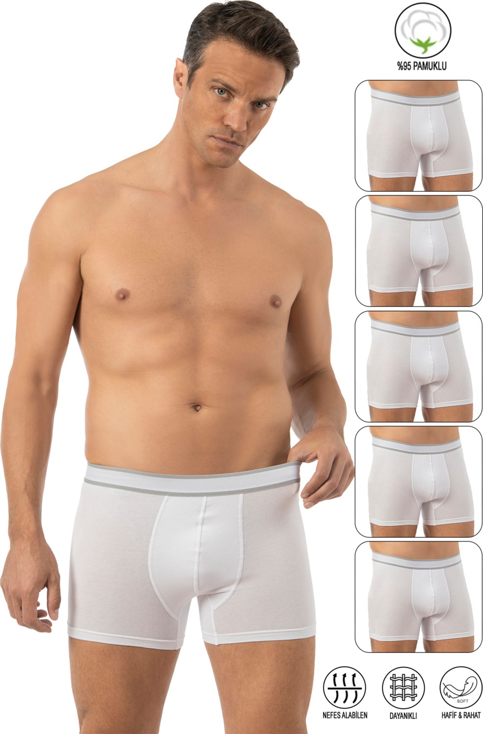 Özkan Underwear Özkan 11226 5'li Paket Erkek Pamuklu Likralı Boxer Şort görsel 6
