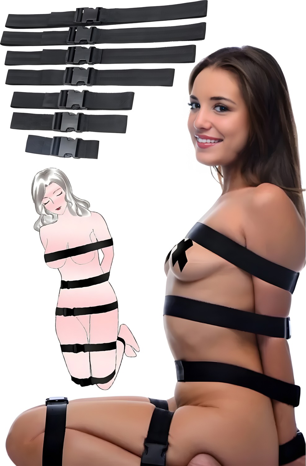 Heleni Mor Bdsm Fantazi Esaret Seti, Vücut Kısıtlama Esaret Sex Seti (7 Parça)