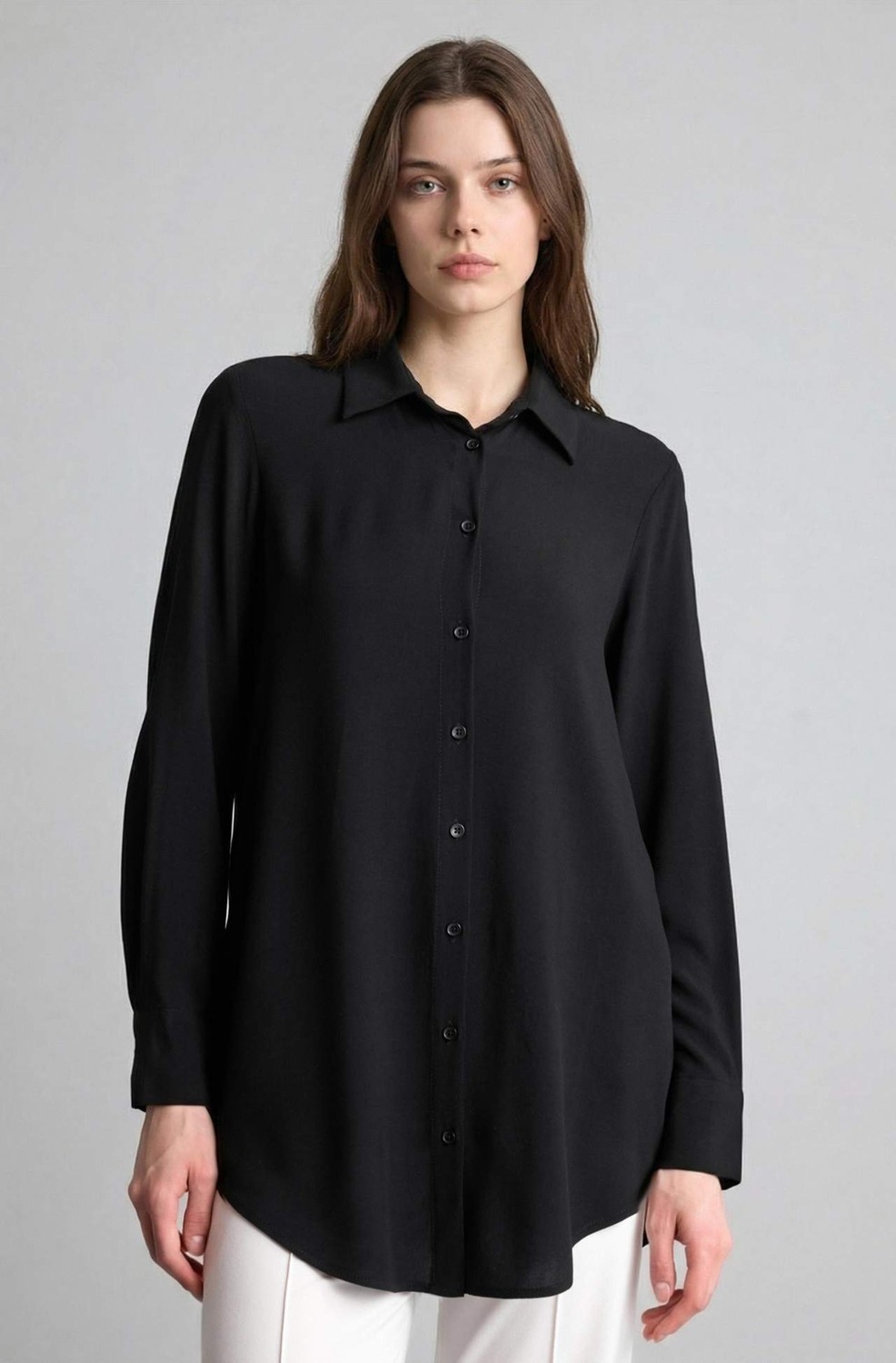 DeFacto Regular Fit Basic Uzun Kollu Tesettür Gömlek Tunik Z3538AZ26SP görsel 3