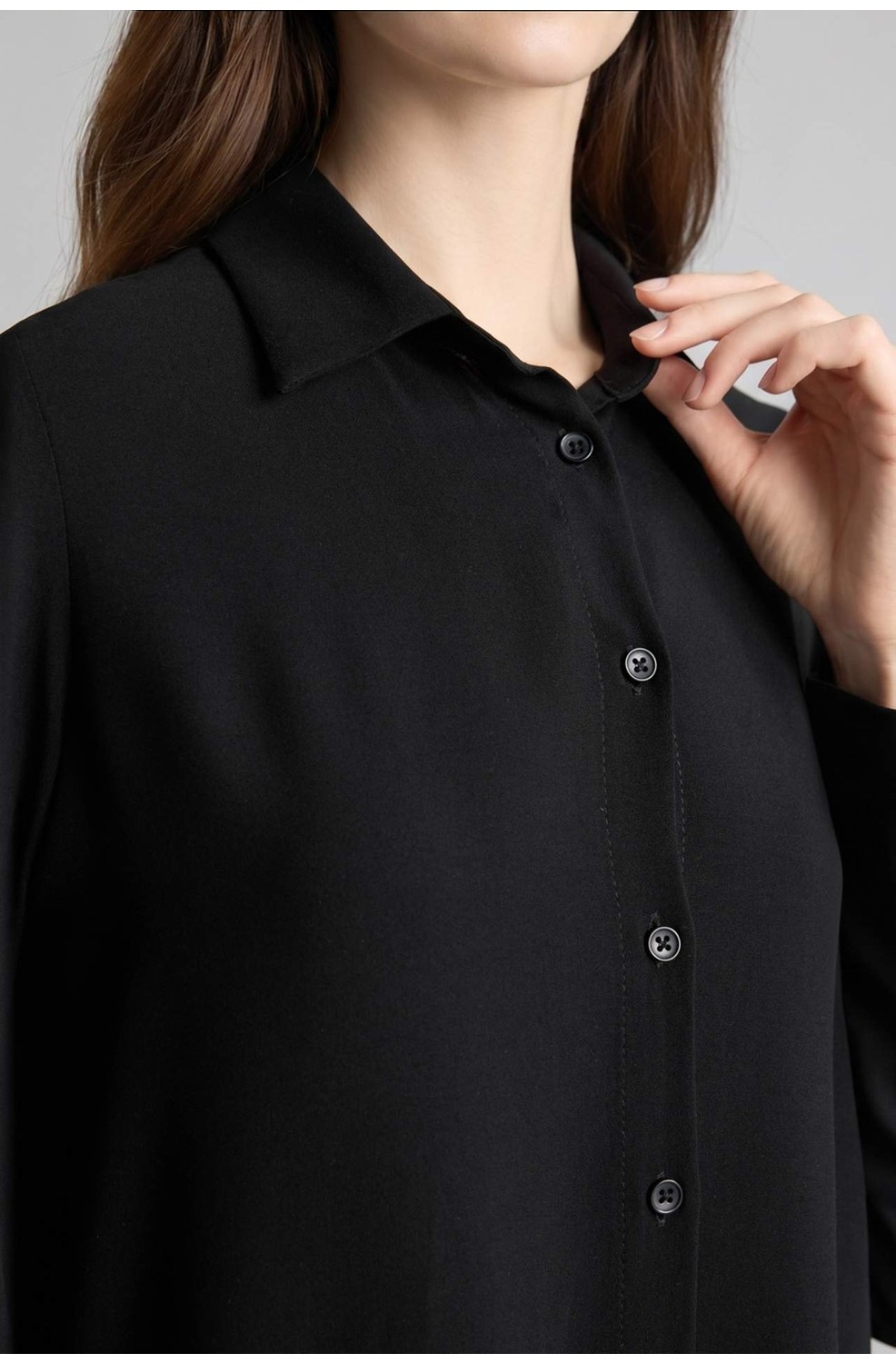 DeFacto Regular Fit Basic Uzun Kollu Tesettür Gömlek Tunik Z3538AZ26SP görsel 4