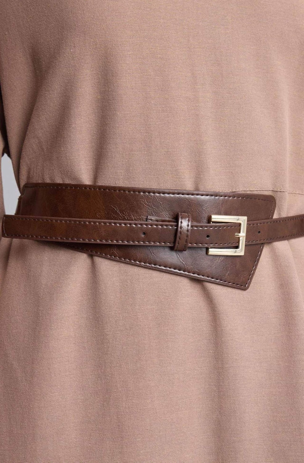 DeFacto Loose Fit Bisiklet Yaka Keten Karışımlı Uzun Kollu Elbise H3740AX26SM görsel 6