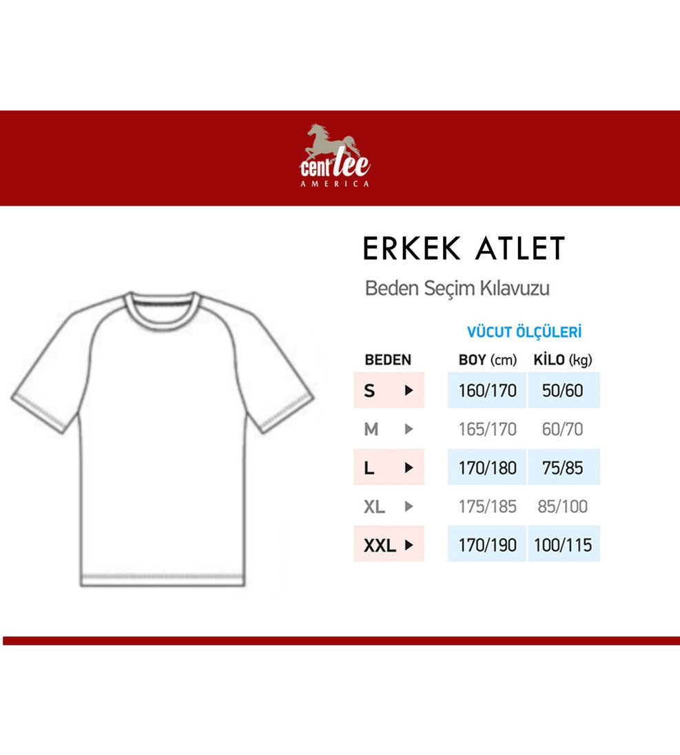Centlee America Erkek Atlet 100 Pamuk Sıfır Kollu görsel 7